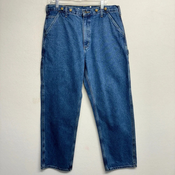 Carhartt B237DST Original Fit 36x32 Logger Suspender Blue Jeans Workwear - Picture 1 of 7